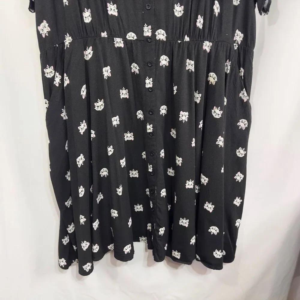 Torrid Disney Plus Size 4X Shirt Dress Midi The Aristocats‎ Black Challis 269 - Picture 13 of 16